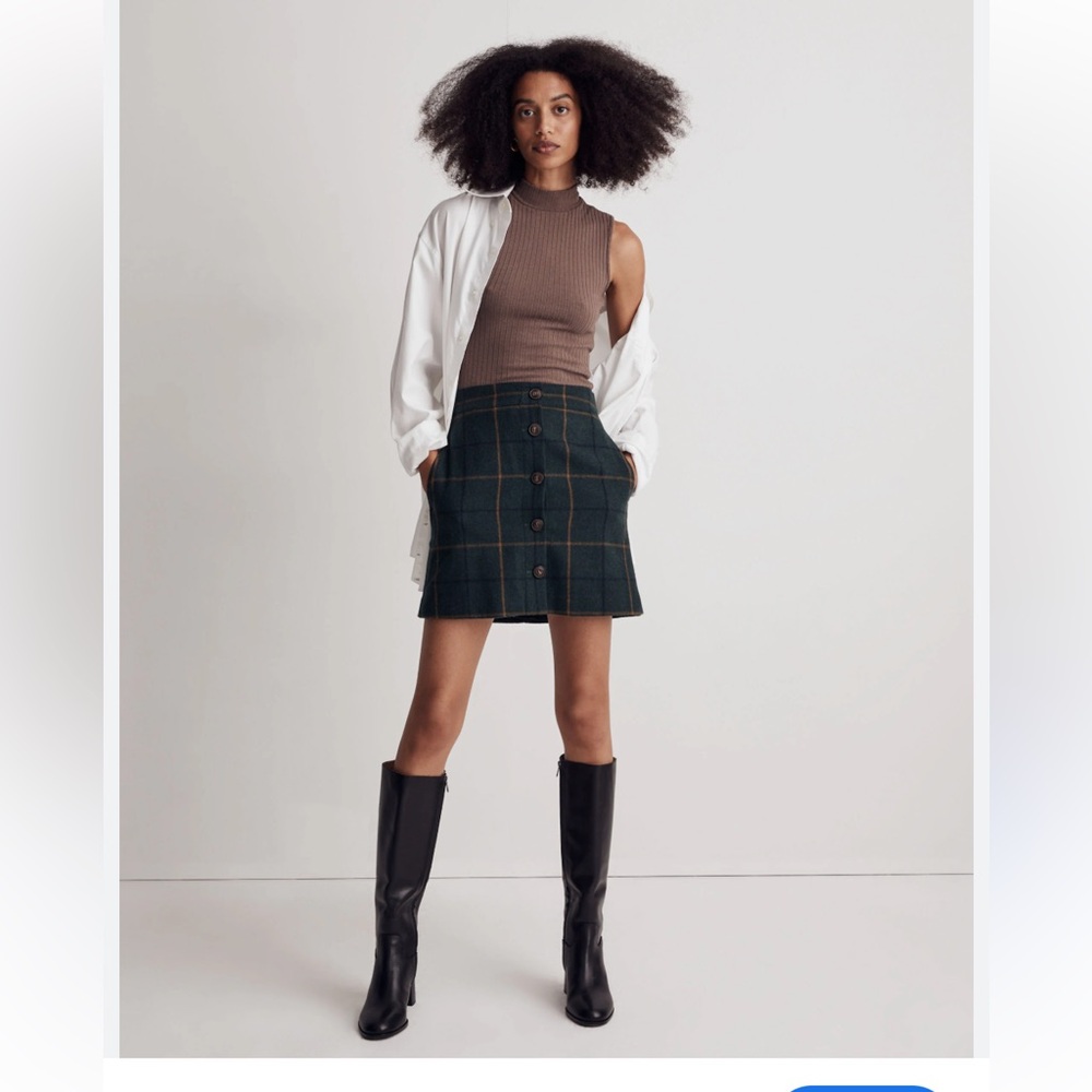 Madewell wool button up skirt